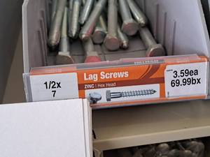 lot 1425 image: Lot of (16) Hillman Zinc Lag Screws 12x7  Hex Head #H230146