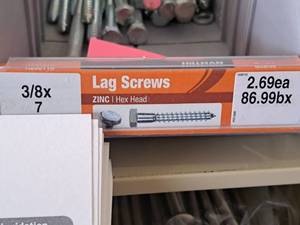 lot 1426 image: Lot of (31) Hillman Zinc Lag Screws 38x7  Hex Head #H230110