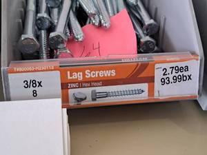 lot 1428 image: Lot of (64) Hillman Zinc Lag Screws 38x8  Hex Head #H230113
