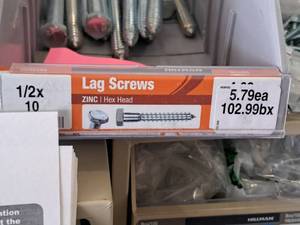 lot 1429 image: Lot of (13) Hillman Zinc Lag Screws 12x10  Hex Head #H230152