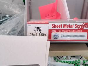 lot 1430 image: Lot of (240) Hillman Zinc Sheet Metal Screws 10x1-12  Hex Washer Head  Slotted Drive #H70304