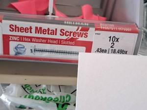 lot 1431 image: Lot of (265) Hillman Zinc Sheet Metal Screws 10x2  Hex Washer Head  Slotted Drive #H70307