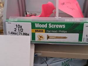 lot 1436 image: Lot of (160) Hillman Brass Wood Screws 10x2-12  Flat Head  Phillips Drive #H385760