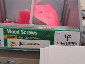 lot 1437 image: Lot of (190) Hillman Brass Wood Screws 12x1  Flat Head  Phillips Drive #H385770