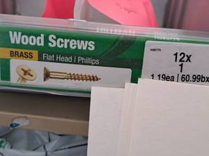lot 1437A image: Lot of (100) Hillman Brass Wood Screws 12x1  Flat Head  Phillips Drive #H385770