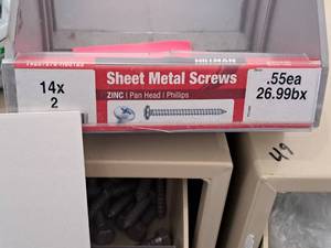 lot 1444 image: Lot of (200) Hillman Zinc Sheet Metal Screws 14x2  Pan Head  Phillips Drive #H80123