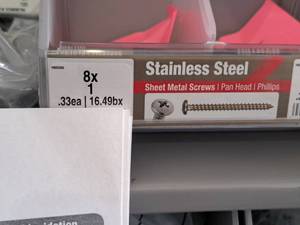 lot 1448 image: Lot of (300) Hillman Stainless Steel Sheet Metal Screws 8x1  Pan Head  Phillips Drive #H823266