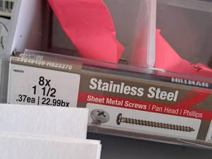 lot 1453 image: Lot of (200) Hillman Stainless Steel Sheet Metal Screws 8x1-12  Pan Head  Phillips Drive #H823270