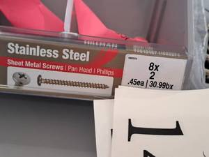 lot 1454 image: Lot of (280) Hillman Stainless Steel Sheet Metal Screws 8x2  Pan Head  Phillips Drive #H823274