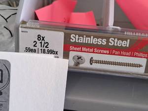 lot 1455 image: Lot of (138) Hillman Stainless Steel Sheet Metal Screws 8x2-12  Pan Head  Phillips Drive #H823276