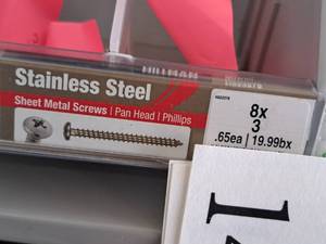 lot 1456 image: Lot of (138) Hillman Stainless Steel Sheet Metal Screws 8x3  Pan Head  Phillips Drive #H823278