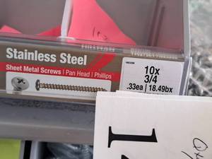 lot 1458 image: Lot of (150) Hillman Stainless Steel Sheet Metal Screws 10x34  Pan Head  Phillips Drive #H823288