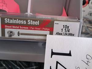 lot 1460 image: Lot of (260) Hillman Stainless Steel Sheet Metal Screws 10x1-14  Pan Head  Phillips Drive #H823294