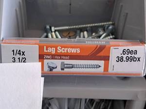 lot 1461 image: Lot of (119) Hillman Zinc Lag Screws 14x3-12  Hex Head #H230024