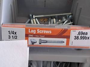 lot 1462 image: Lot of (100) Hillman Zinc Lag Screws 14x3-12  Hex Head #H230024