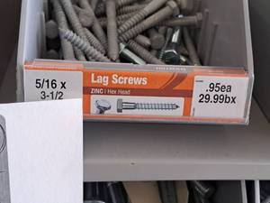 lot 1463 image: Lot of (58) Hillman Zinc Lag Screws 516x3-12  Hex Head #H230060