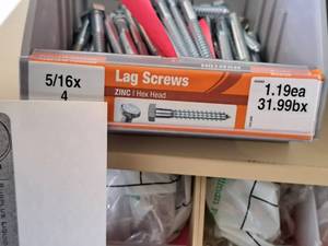 lot 1468 image: Lot of (100) Hillman Zinc Lag Screws 516x4  Hex Head #H230063