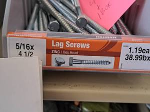 lot 1472 image: Lot of (50) Hillman Zinc Lag Screws 516x4-12  Hex Head #H230065