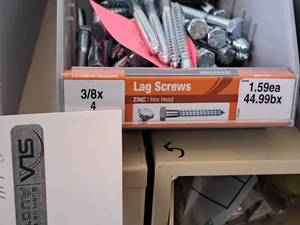 lot 1473 image: Lot of (41) Hillman Zinc Lag Screws 38x4  Hex Head #H230095