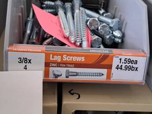 lot 1474 image: Lot of (50) Hillman Zinc Lag Screws 38x4  Hex Head #H230095