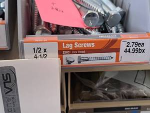 lot 1475 image: Lot of (30) Hillman Galvanized Lag Screws 12x4-12  Hex Head #H812099