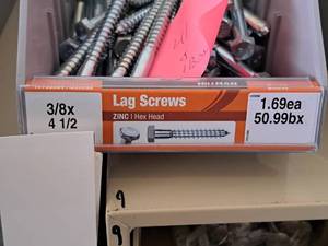 lot 1478 image: Lot of (41) Hillman Zinc Lag Screws 38x4-12  Hex Head #H230098