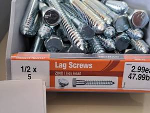 lot 1480 image: Lot of (41) Hillman Zinc Lag Screws 12x5  Hex Head #H230137