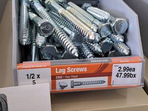 lot 1481 image: Lot of (25) Hillman Galvanized Lag Screws 12x5  Hex Head #H812101