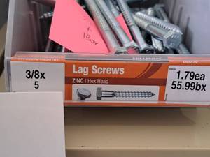 lot 1482 image: Lot of (34) Hillman Zinc Lag Screws 38x5  Hex Head #H230101