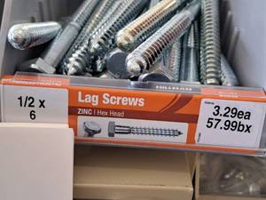 lot 1485 image: Lot of (25) Hillman Zinc Lag Screws 12x6  Hex Head #H230143