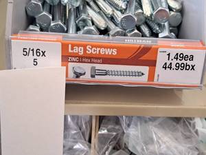 lot 1486 image: Lot of (74) Hillman Zinc Lag Screws 516x5  Hex Head #H230068