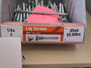lot 1488 image: Lot of (36) Hillman Zinc Lag Screws 14x5  Hex Head #H230033