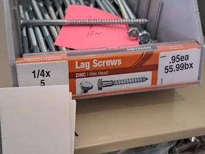 lot 1489 image: Lot of (100) Hillman Zinc Lag Screws 14x5  Hex Head #H230033