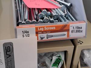 lot 1490 image: Lot of (125) Hillman Zinc Lag Screws 14x5-12  Hex Head #H230034
