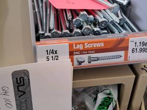 lot 1491 image: Lot of (100) Hillman Zinc Lag Screws 14x5-12  Hex Head #H230034