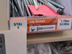 lot 1493 image: Lot of (50) Hillman Zinc Lag Screws 516x6  Hex Head #H230069