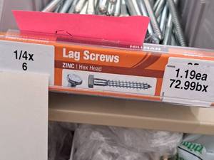 lot 1494 image: Lot of (52) Hillman Zinc Lag Screws 14x6  Hex Head #H230036