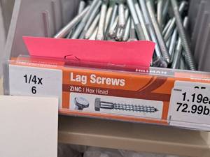 lot 1495 image: Lot of (100) Hillman Zinc Lag Screws 14x6  Hex Head #H230036