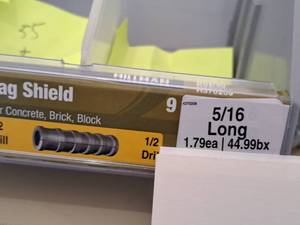 lot 1500 image: Lot of (40) Hillman 516 Long Lag Screw Shield  12 Drill  For Concrete, Brick, Block #H370209