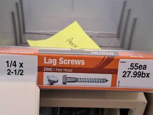 lot 1501 image: Lot of (120) Hillman Zinc Lag Screws 14x2-12  Hex Head #H230018
