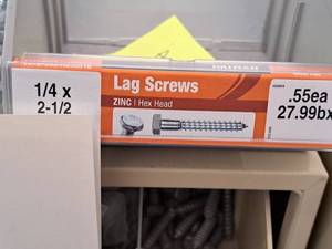 lot 1502 image: Lot of (200) Hillman Zinc Lag Screws 14x2-12  Hex Head #H230018