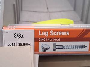 lot 1503 image: Lot of (100) Hillman Zinc Lag Screws 38x1  Hex Head #H230071