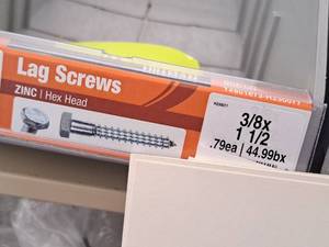 lot 1504 image: Lot of (150) Hillman Zinc Lag Screws 38x1-12  Hex Head #H230077