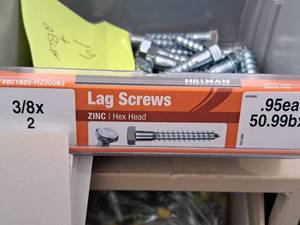 lot 1508 image: Lot of (17) Hillman Zinc Lag Screws 38x2  Hex Head #H230083