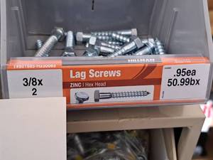 lot 1509 image: Lot of (100) Hillman Zinc Lag Screws 38x2  Hex Head #H230083