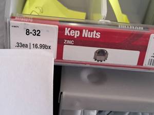 lot 1513 image: Lot of (270) Hillman 8-32 Zinc Kep Nuts #H180270