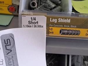lot 1516 image: Lot of (50) Hillman 14 Short Lag Shield  12 Drill  For Concrete, Brick, Block #H370188