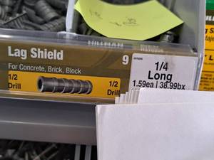 lot 1517 image: Lot of (76) Hillman 14 Long Lag Screw Shield  12 Drill  For Concrete, Brick, Block #H370206