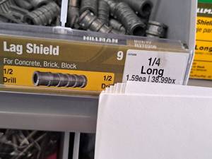 lot 1518 image: Lot of (40) Hillman 14 Long Lag Screw Shield  12 Drill  For Concrete, Brick, Block #H370206