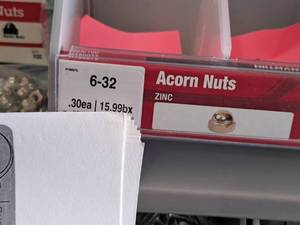 lot 1519 image: Lot of (200) Hillman 6-32 Zinc Acorn Nuts #H180075